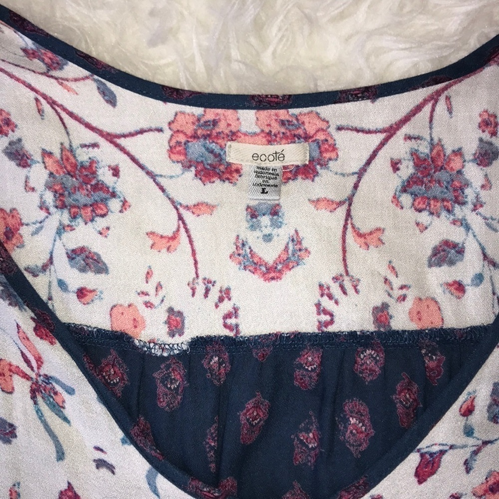 Ecotè Urban Outfitters Paisley & Floral Print Button Down Hi Lo Top Size L - Picture 5 of 8